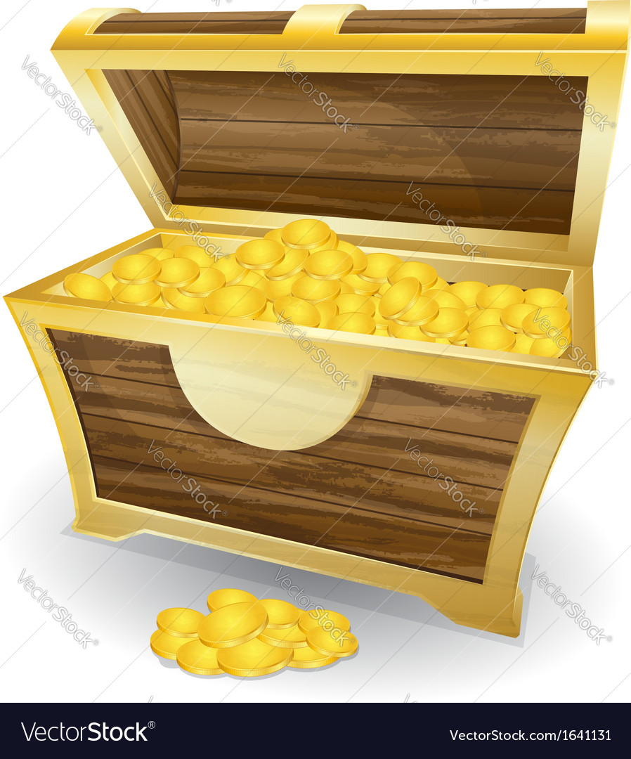 Treasure chest with gold coin Royalty Free Vector Image