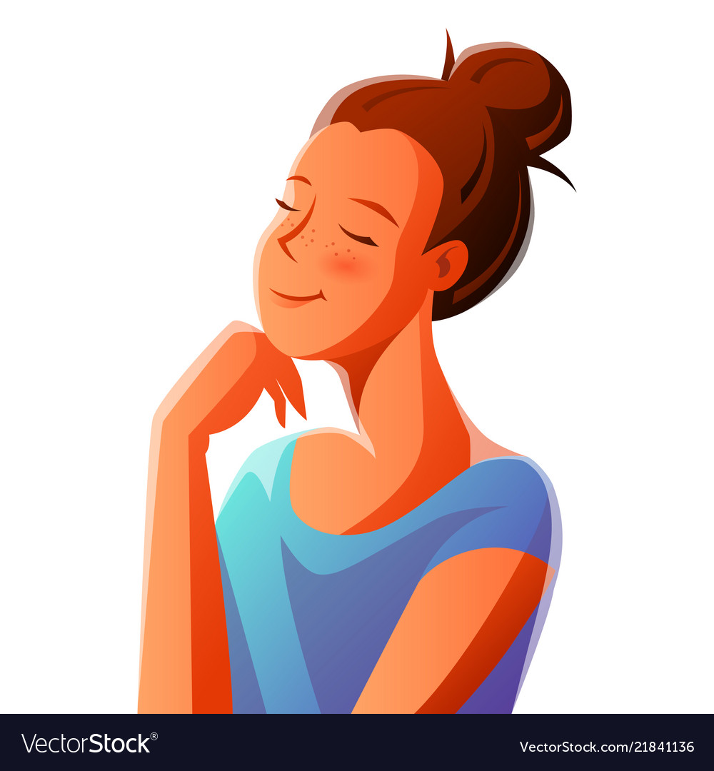 Cute girl dreaming Royalty Free Vector Image VectorStock