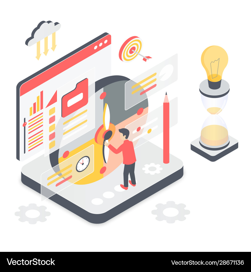 Effective time management isometric Royalty Free Vector