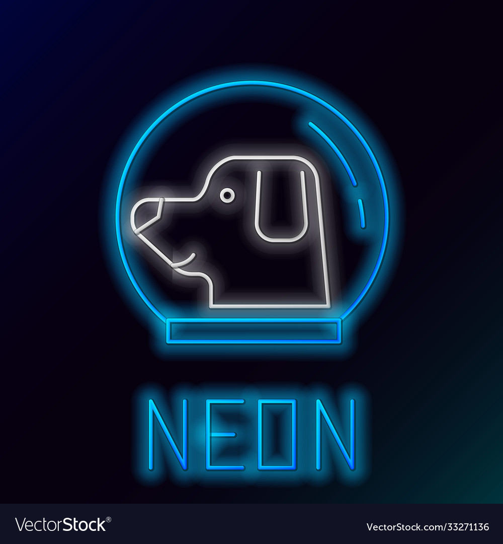 Glowing neon line dog in astronaut helmet icon Vector Image