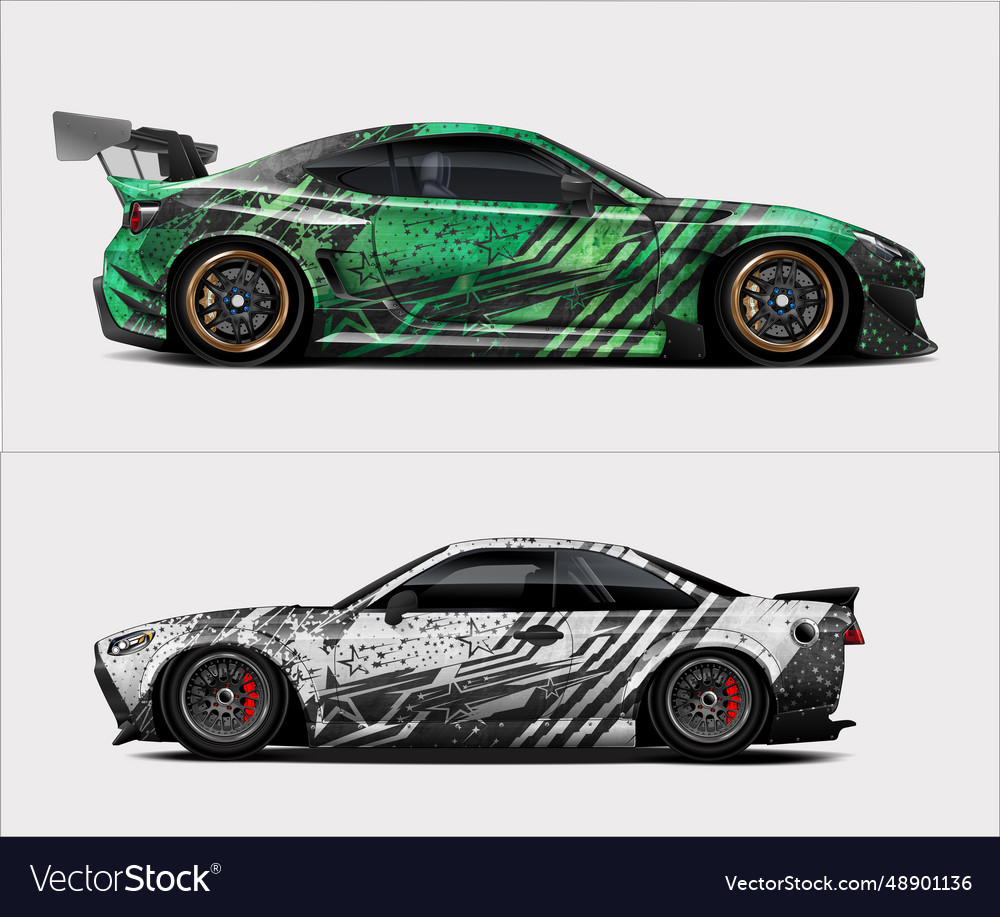 Unique creative sports car wrap design Royalty Free Vector