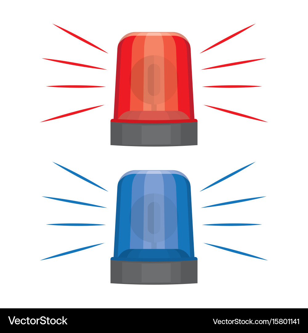 Blue and red flashing warning lights and sirens Vector Image