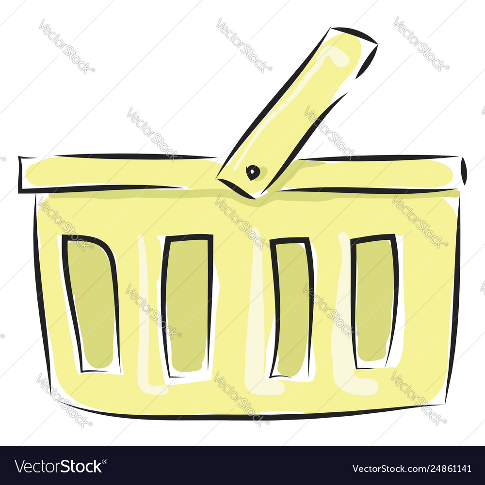 Cartoon yellow basket on white background Vector Image