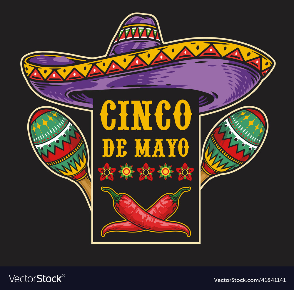 Cinco de mayo celebration emblem Royalty Free Vector Image