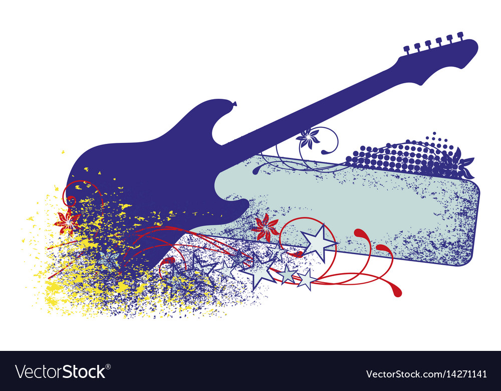 Electric guitar with strings Royalty Free Vector Image