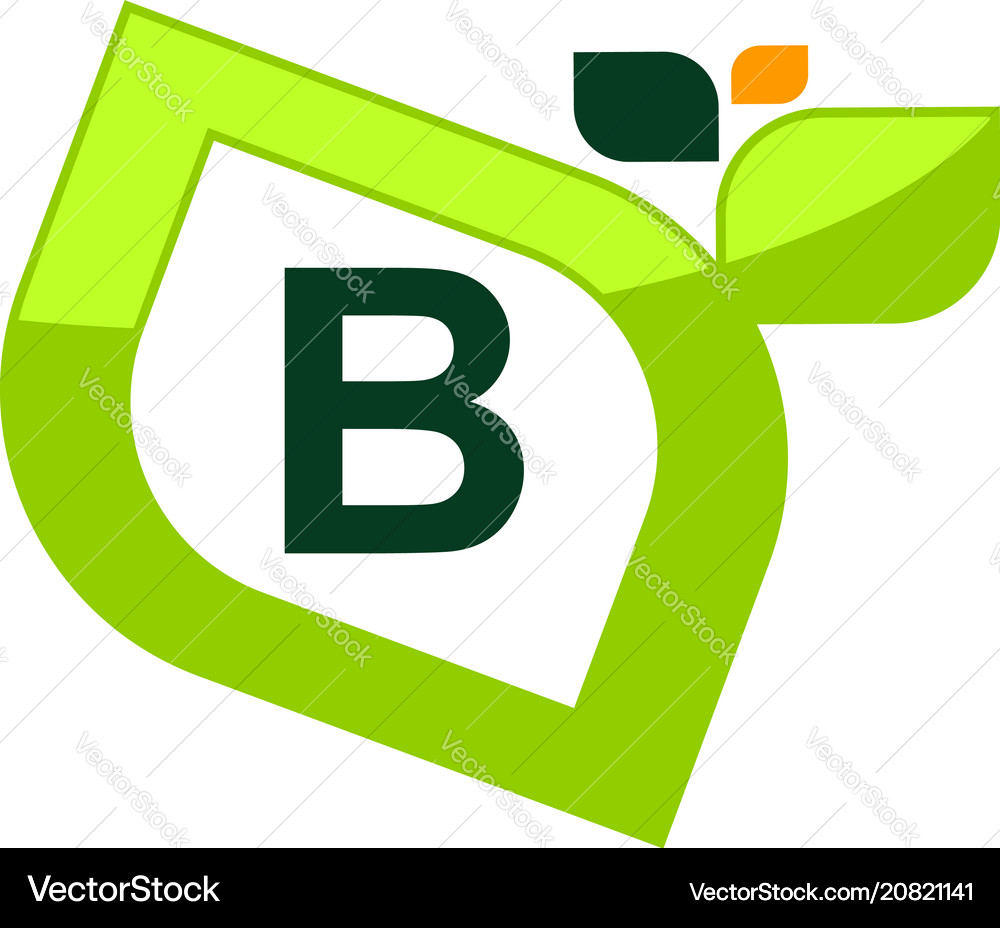 Leaf initial b logo design template Royalty Free Vector