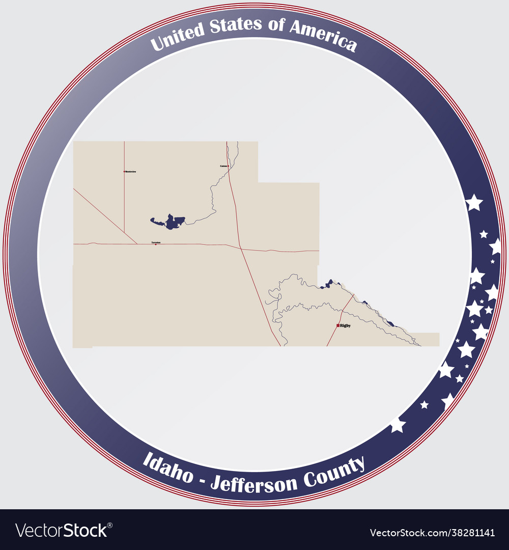 Map jefferson county in idaho Royalty Free Vector Image