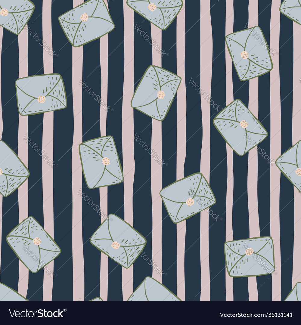 Seamless pattern with random blue postal cards Vector Image