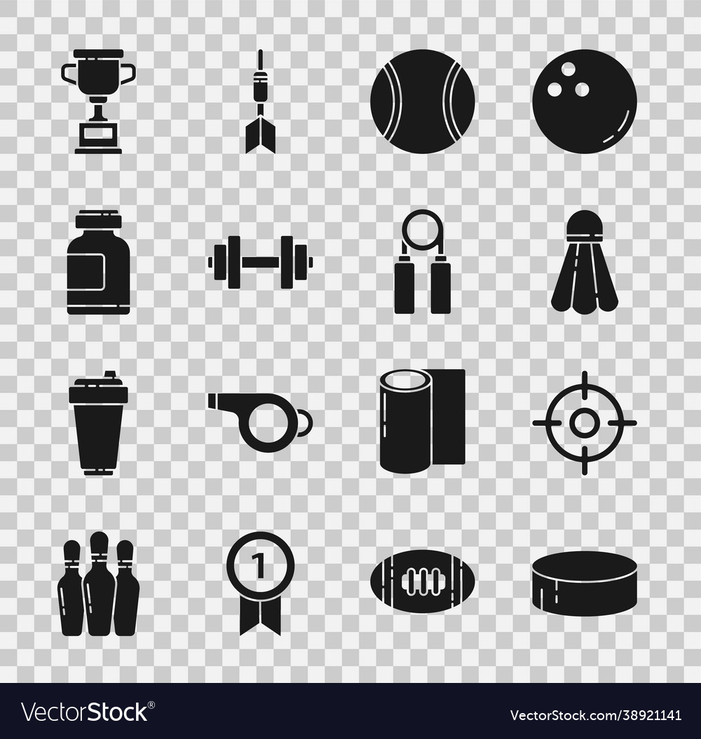 Set hockey puck target sport badminton Royalty Free Vector