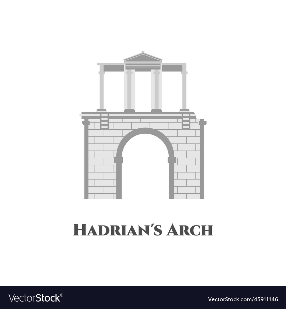 Arch of hadrian or hadrians gate athens greece Vector Image