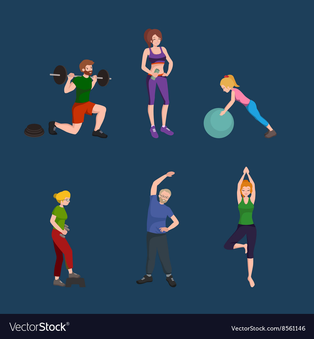 Sports and fitness people healthy family Vector Image