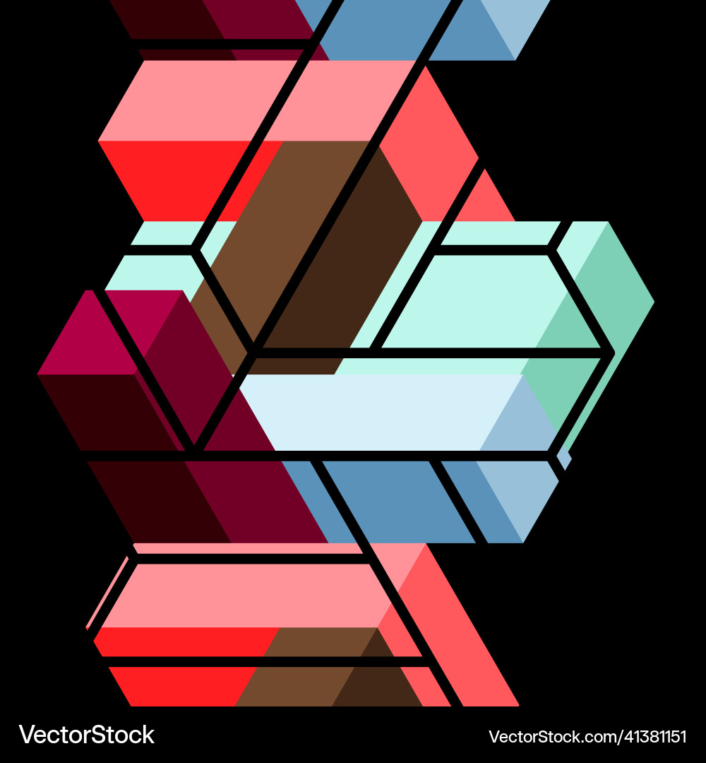 Abstract background 3d cubes cubic elements Vector Image