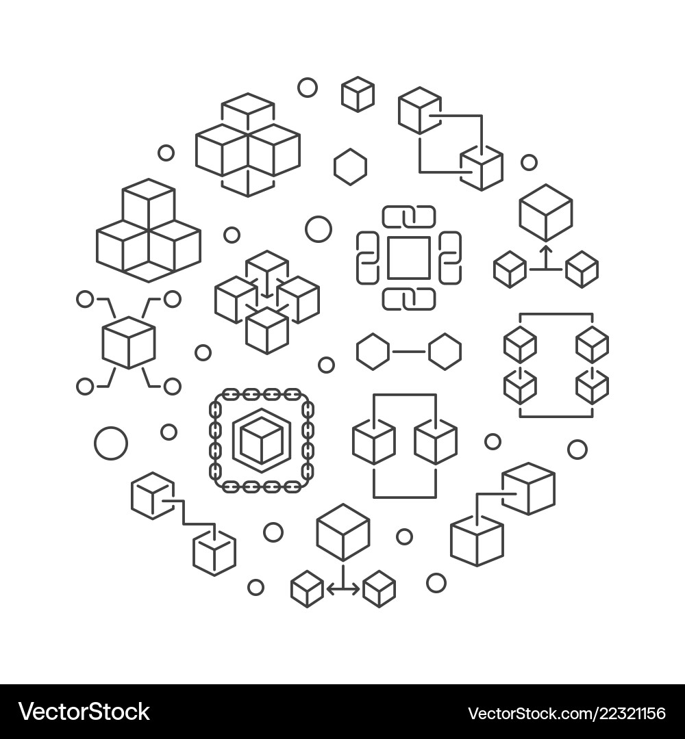 Block chain technology round Royalty Free Vector Image