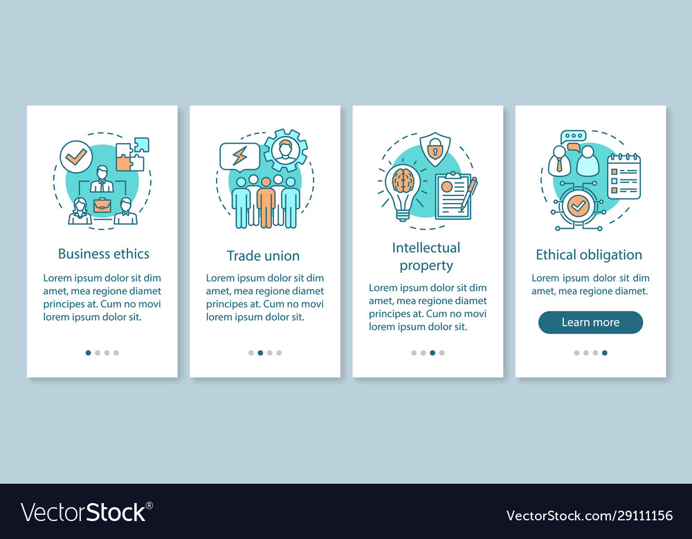 Business ethics onboarding mobile app page screen Vector Image