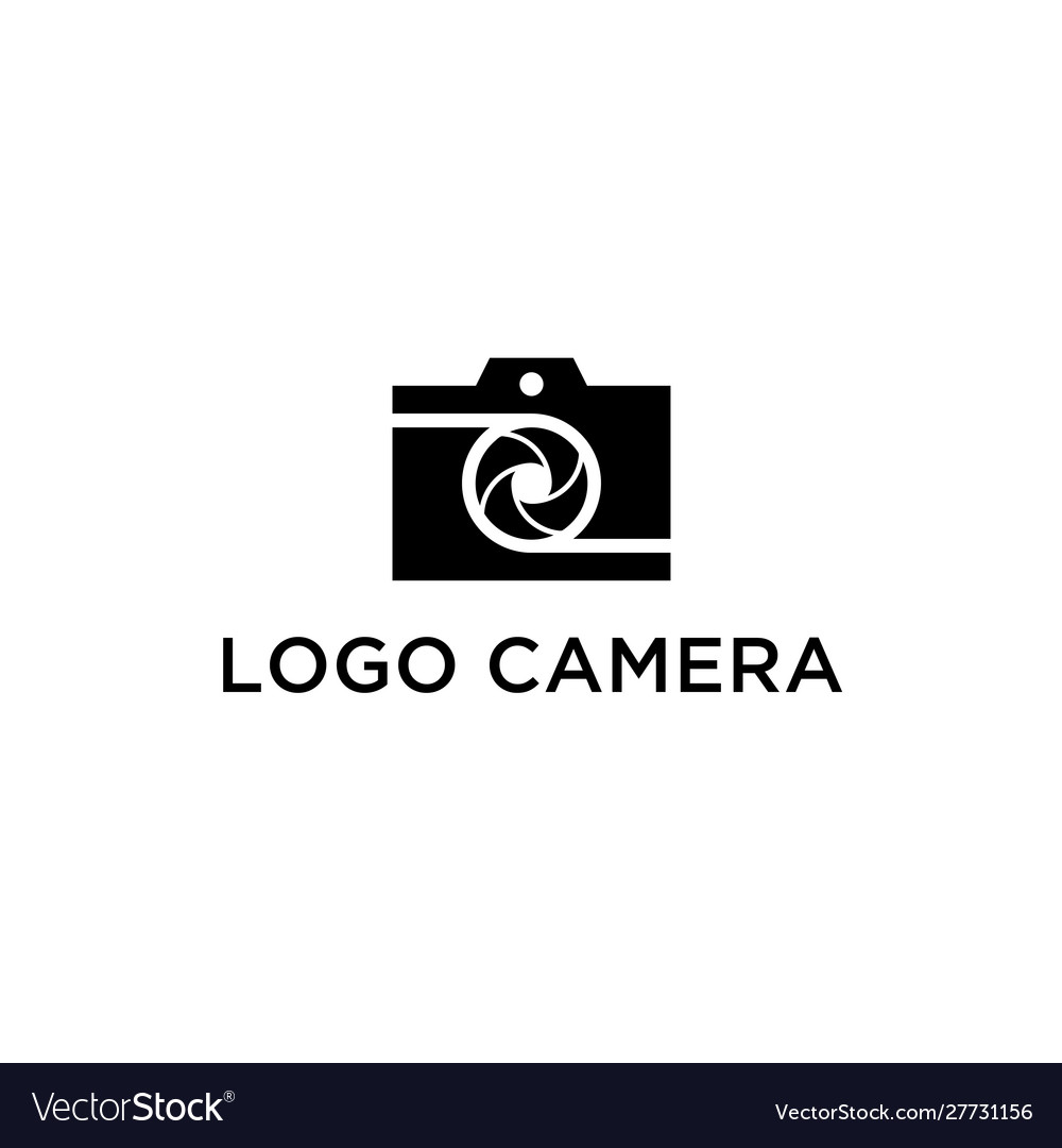 Camera logo design modern unique black Royalty Free Vector