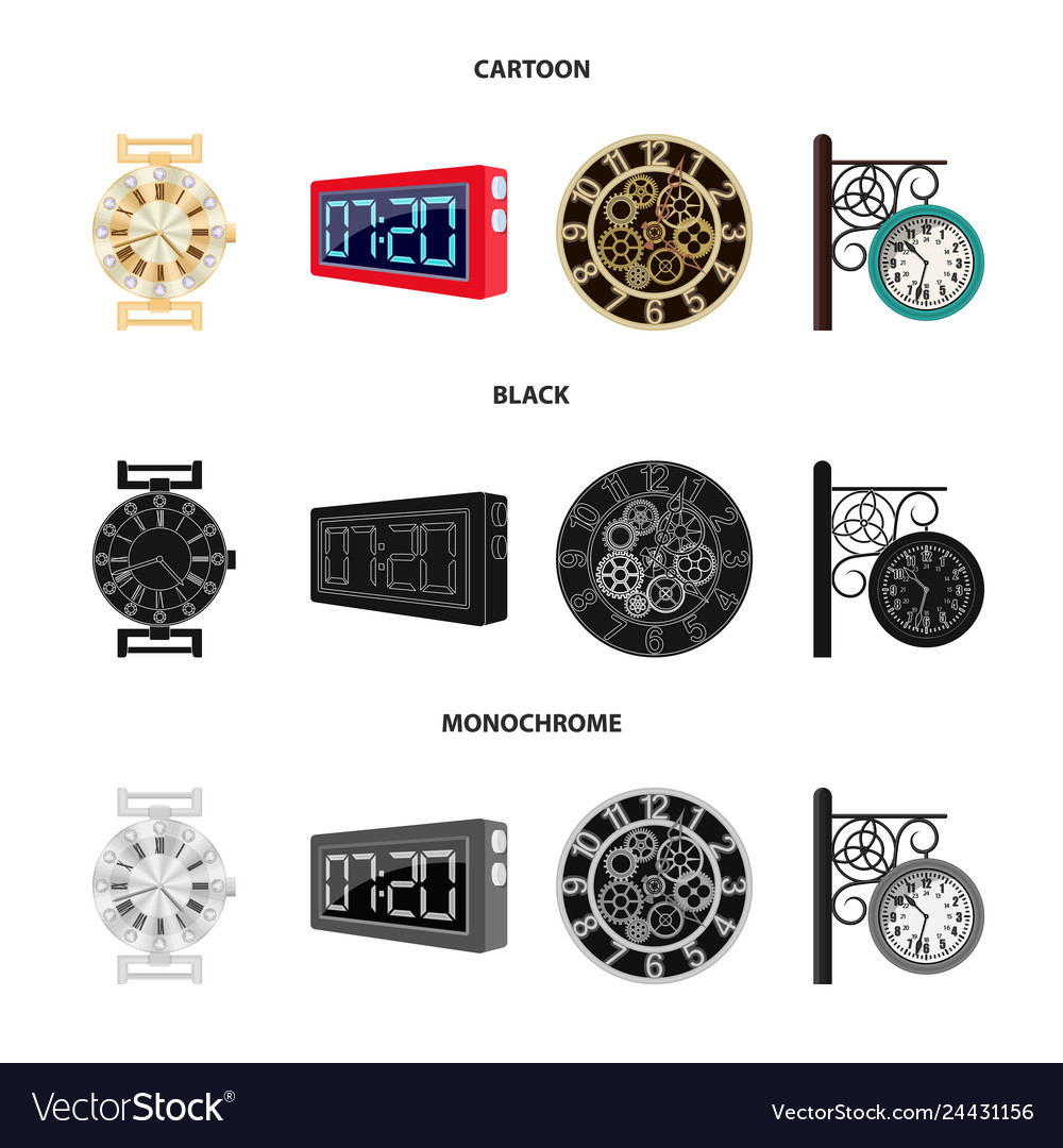 Design of clock and time symbol set Royalty Free Vector