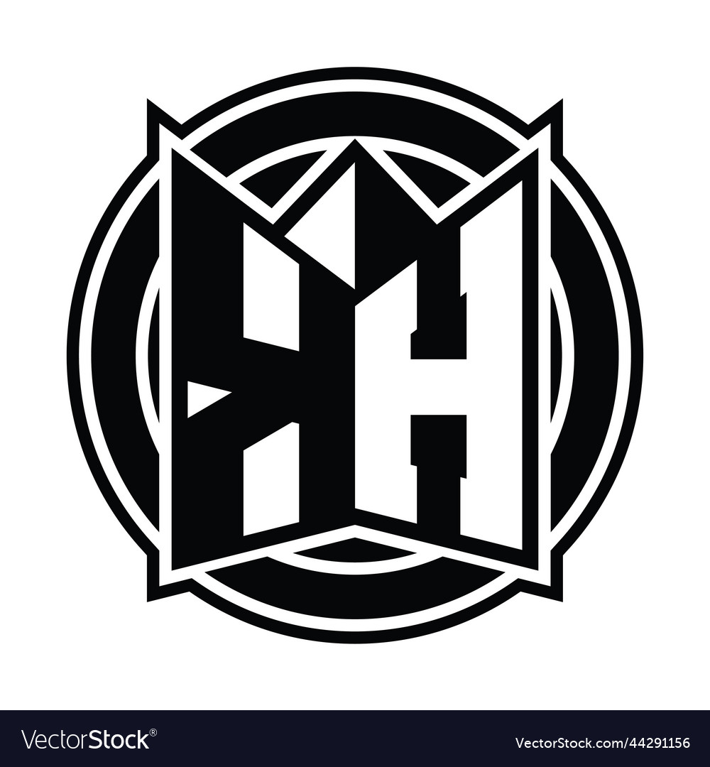 Kh logo monogram circle rounded design Royalty Free Vector