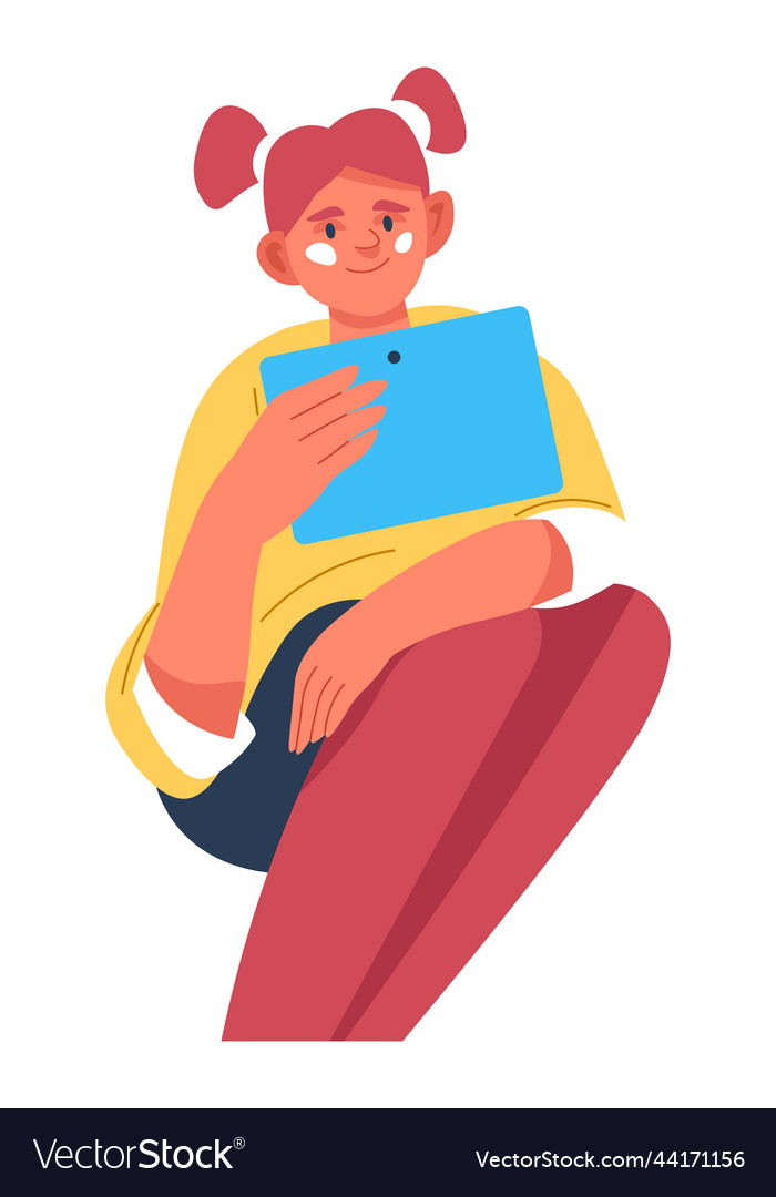 Teenager girl watching video on laptop or tablet Vector Image