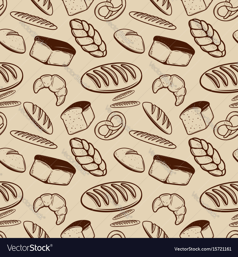 Bakery seamless pattern with bread bun bagel Vector Image