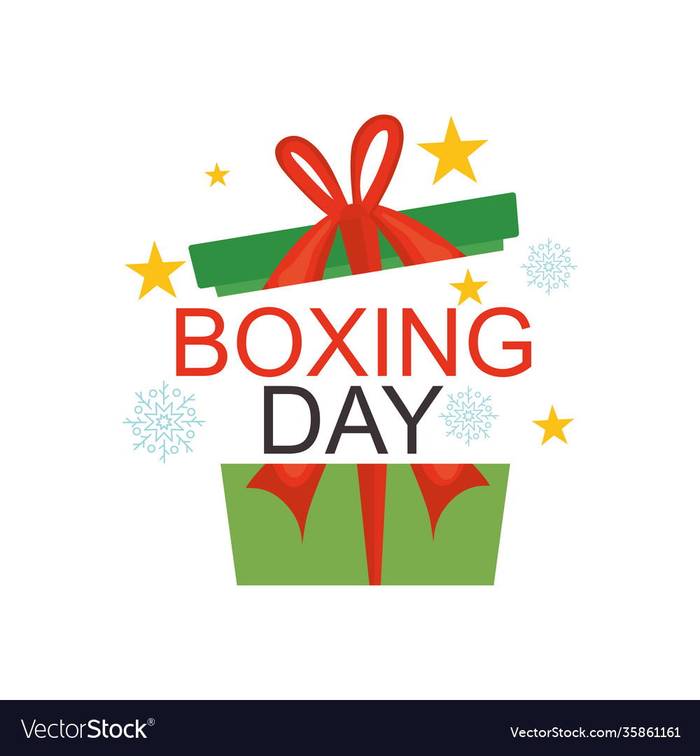 Boxing day design with gift box colorful Vector Image