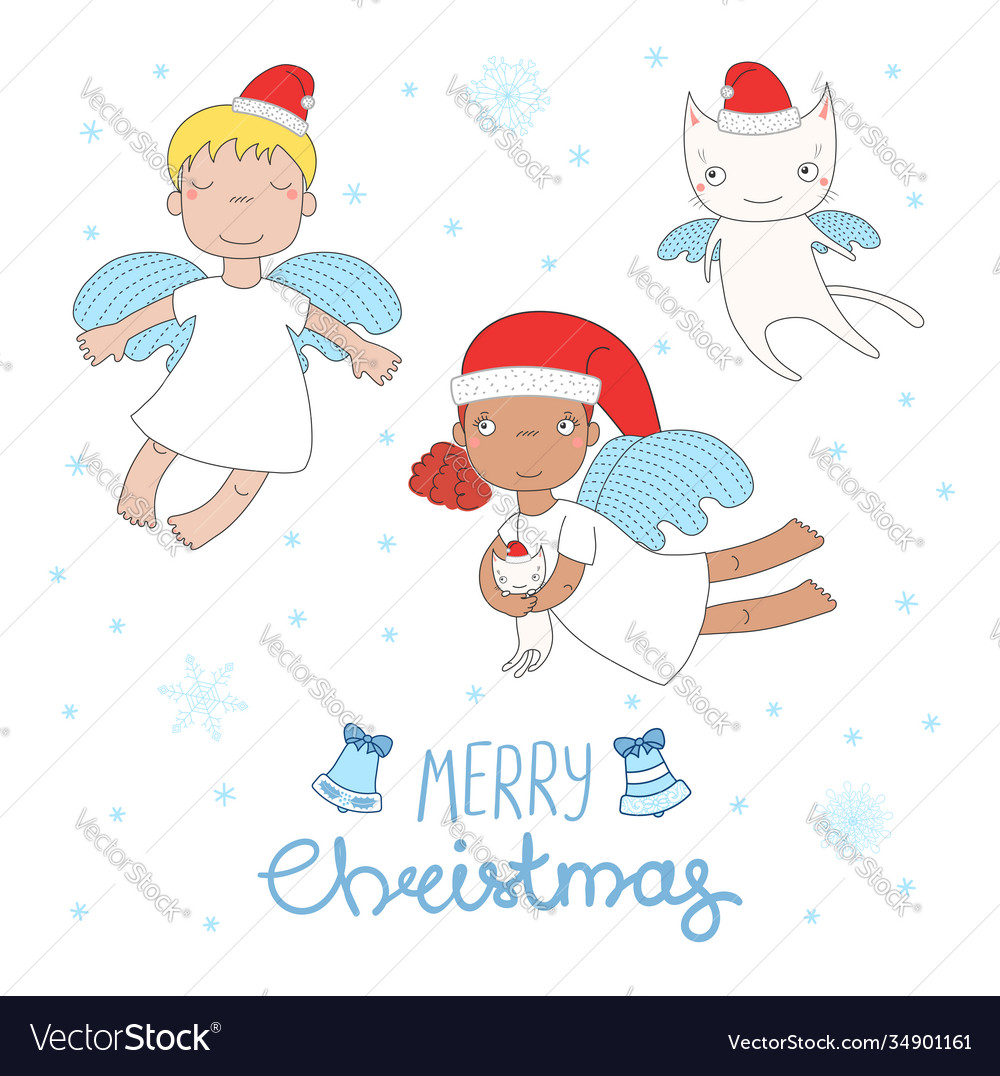 Cute christmas angels Royalty Free Vector Image