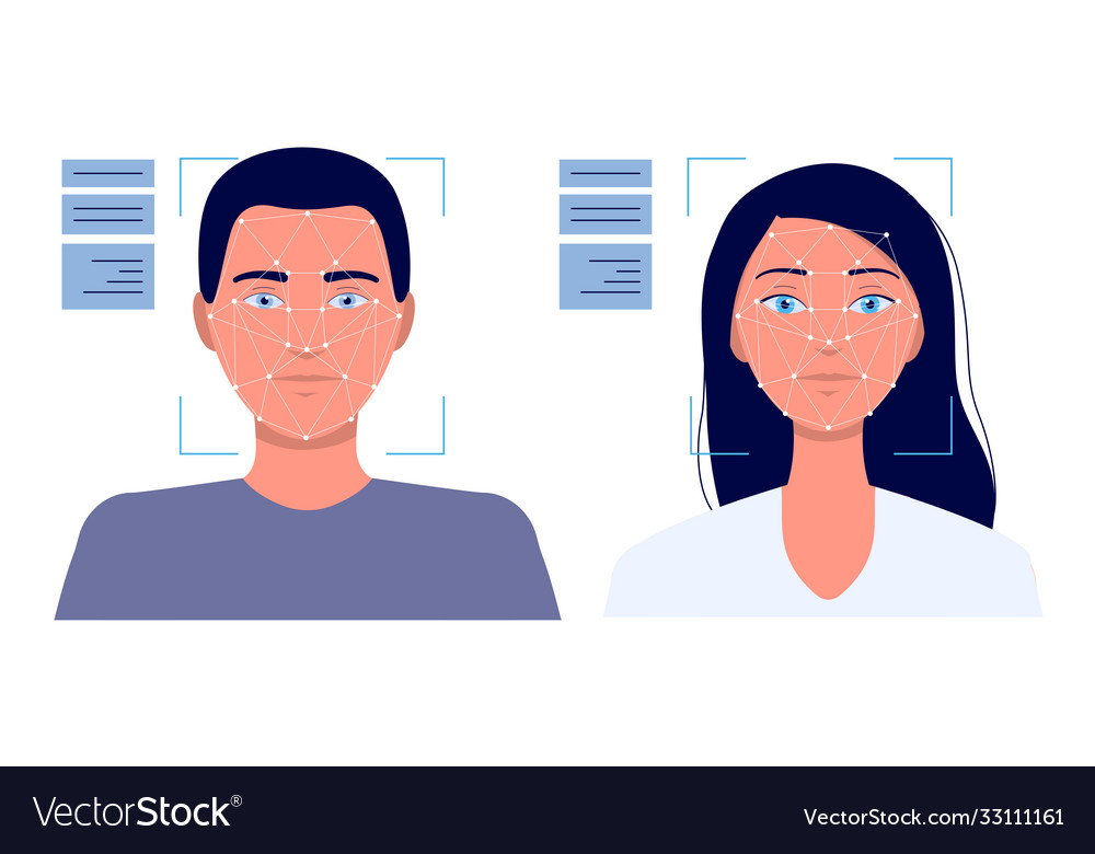 Facial recognition technology - male and female Vector Image