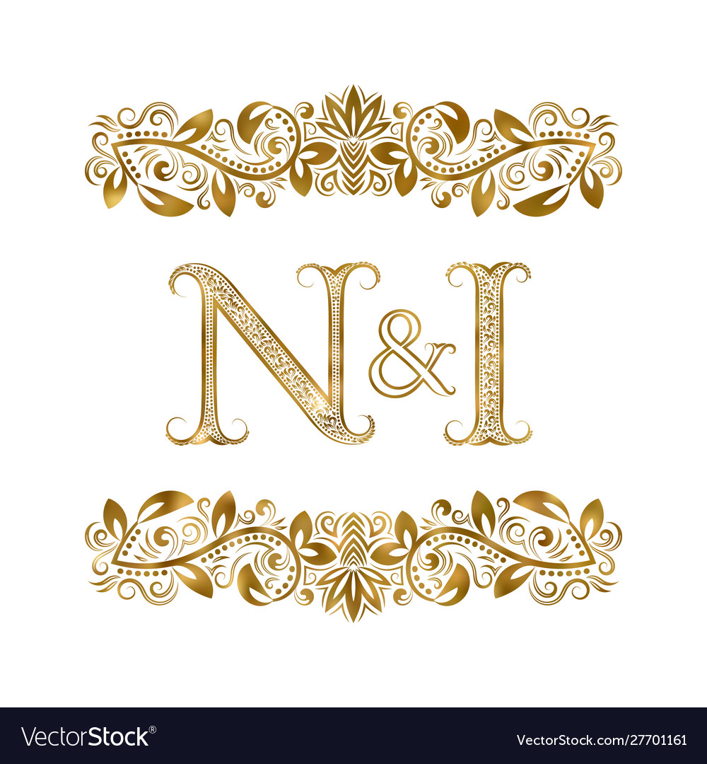 N and i vintage initials logo symbol letters Vector Image