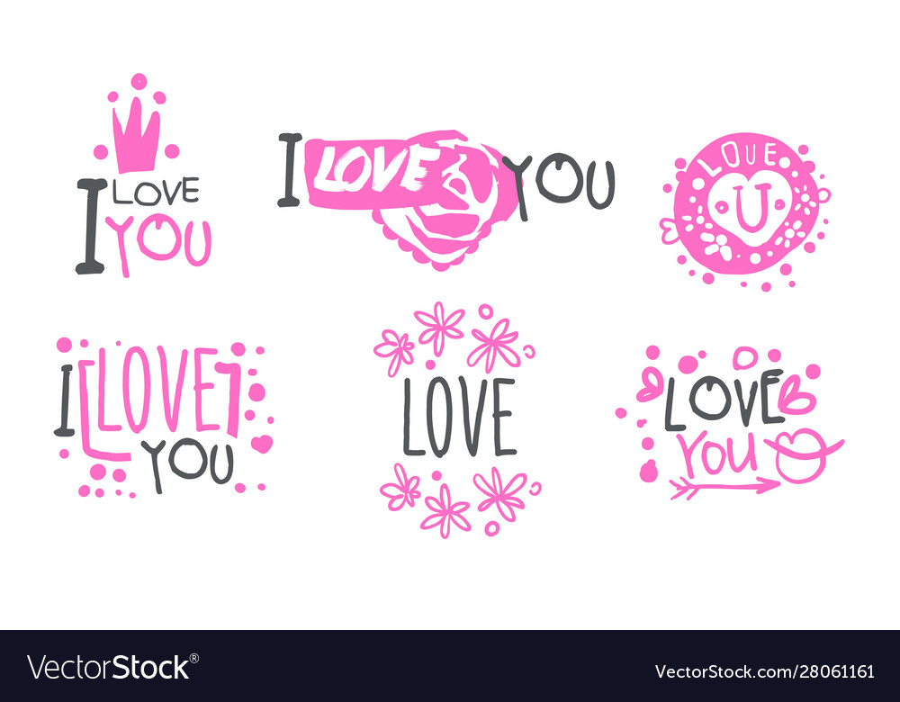 https://cdn2.vectorstock.com/i/1000x1000/11/61/pink-logos-with-a-declaration-love-set-of-vector-28061161.jpg