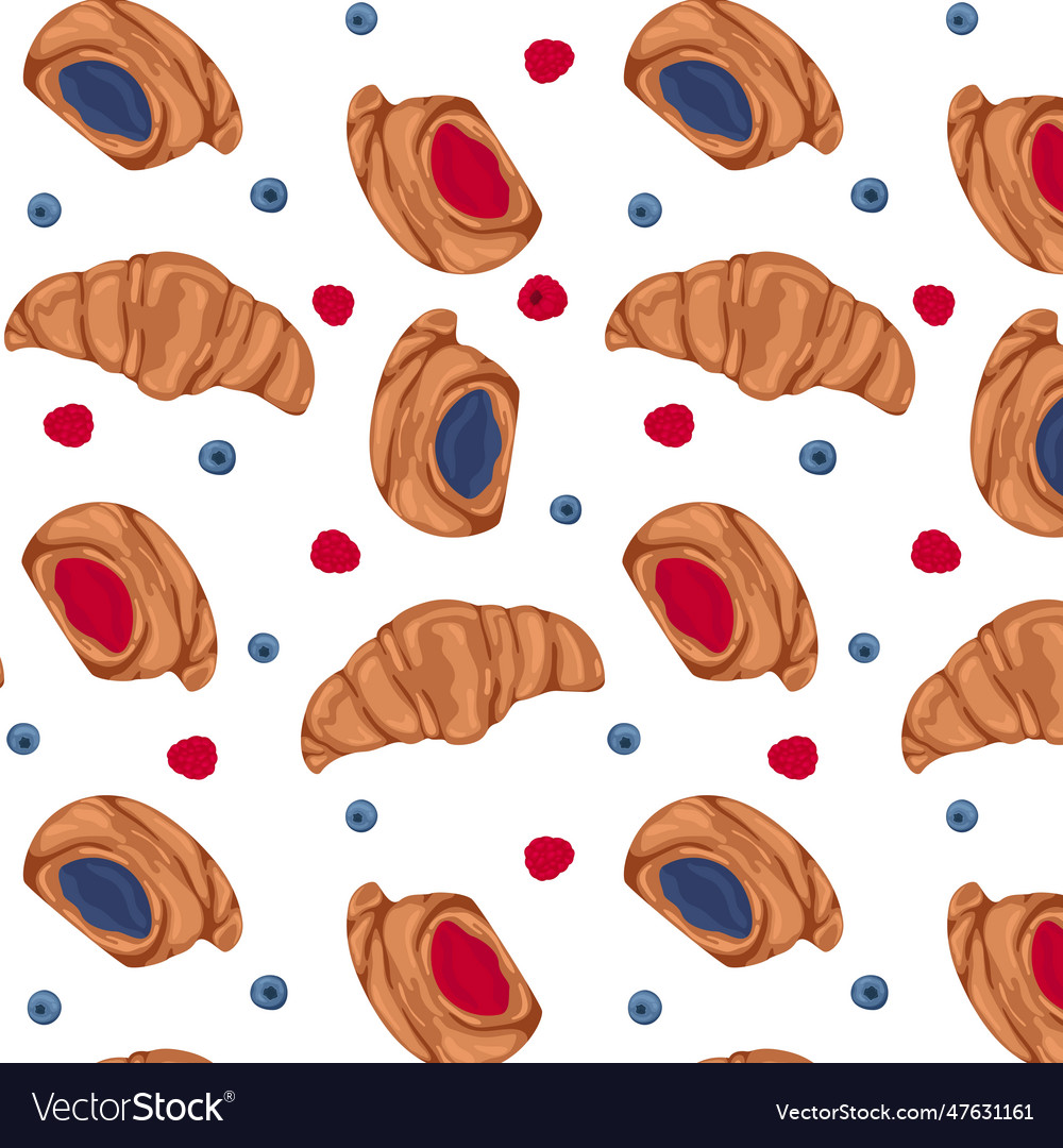 Seamless pattern with croissants Royalty Free Vector Image