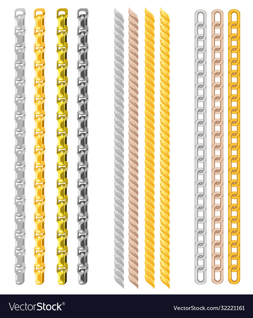 Set chains made different metals isolated Vector Image