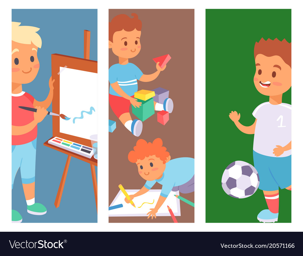 Children Playing Banner Different Types Royalty Free Vector