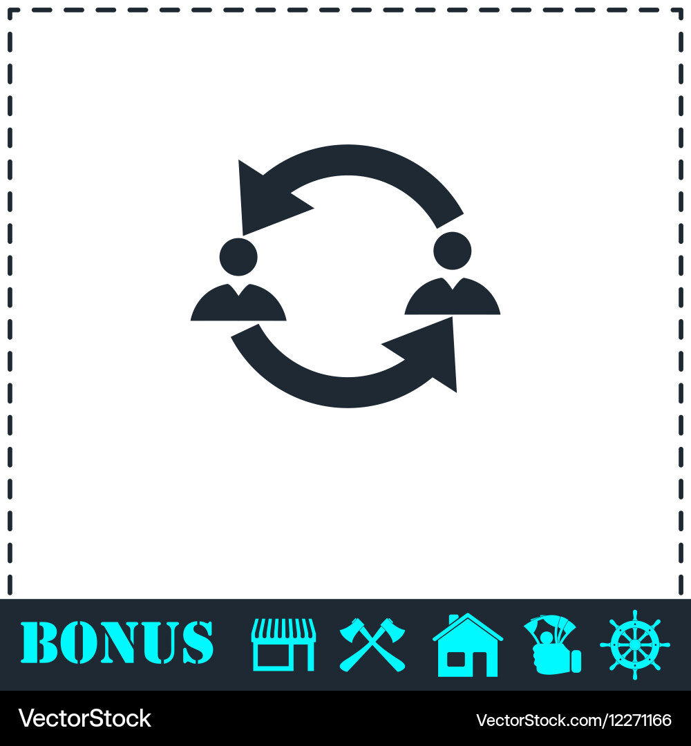 Exchange between two men icon flat Royalty Free Vector Image