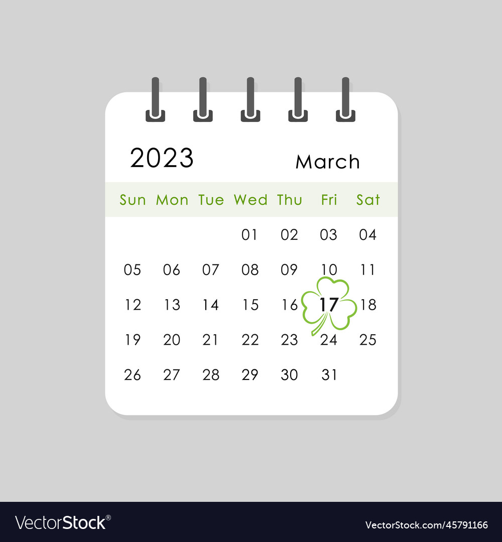 march-17-date-highlighted-with-green-shamrock-vector-image