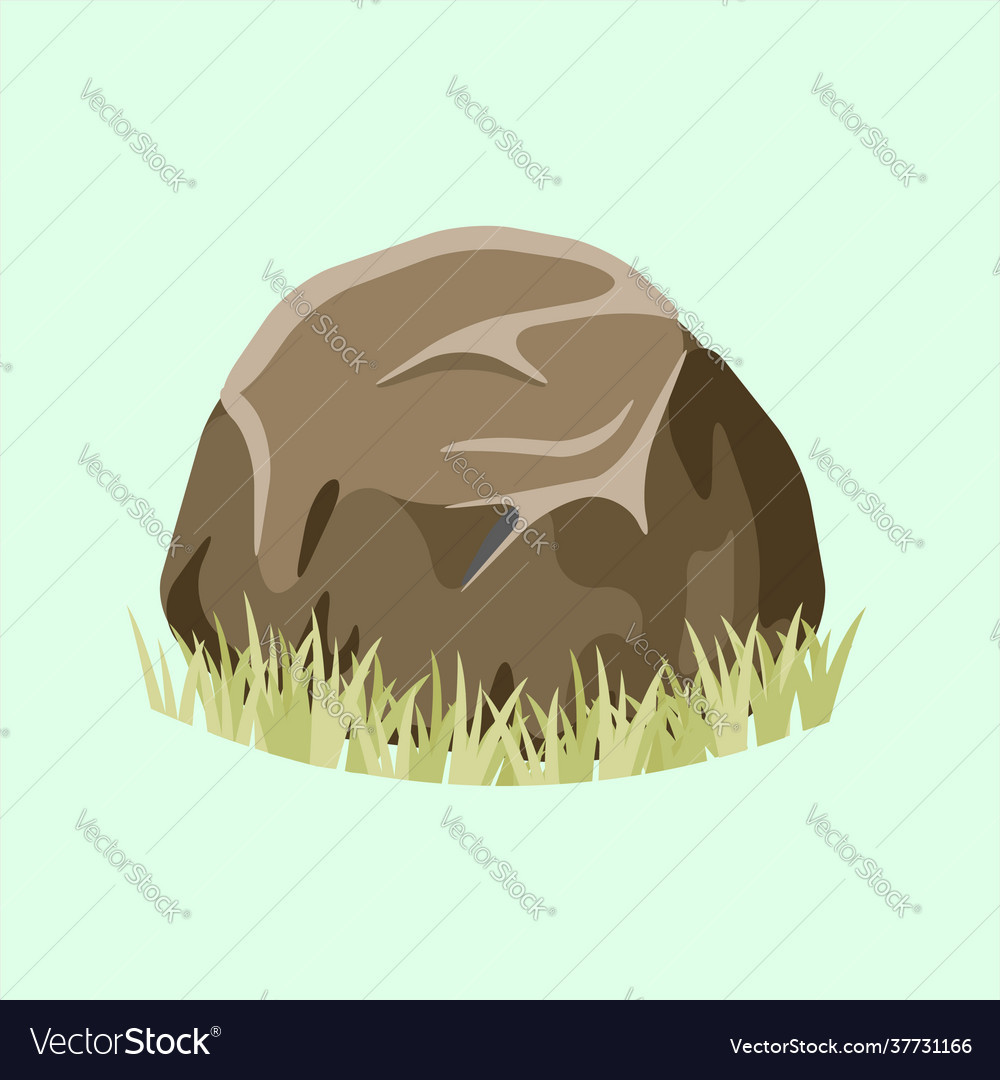 Rocks with grass stone Royalty Free Vector Image