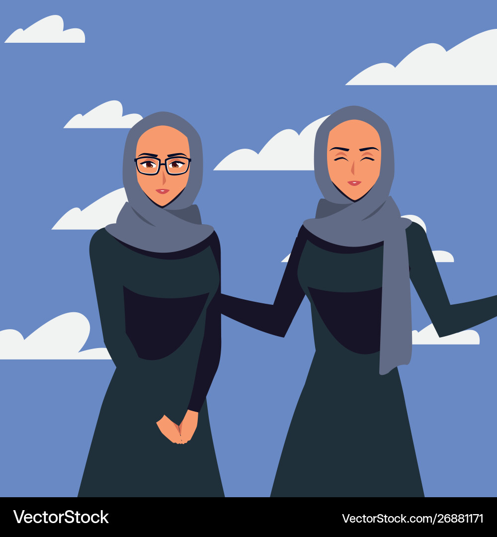 Arab Women Group In A Hijab Royalty Free Vector Image