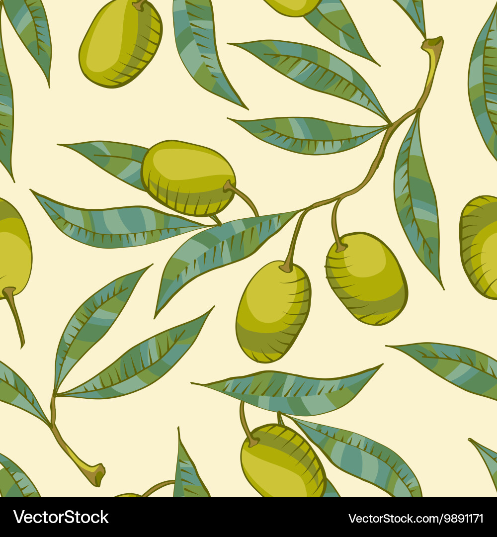 Seamless pattern with Olive branch Royalty Free Vector Image