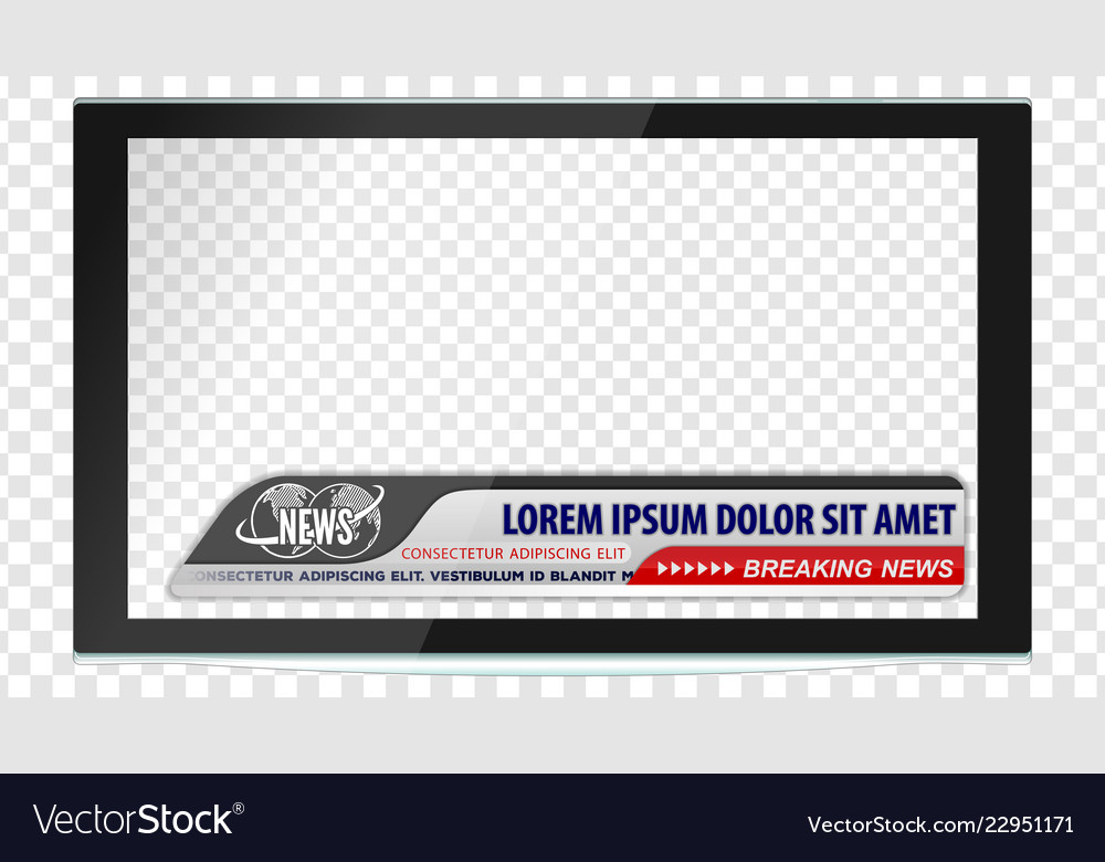 Tv Flat Screen Lcd With News Bars Or Lower Third Vector Image