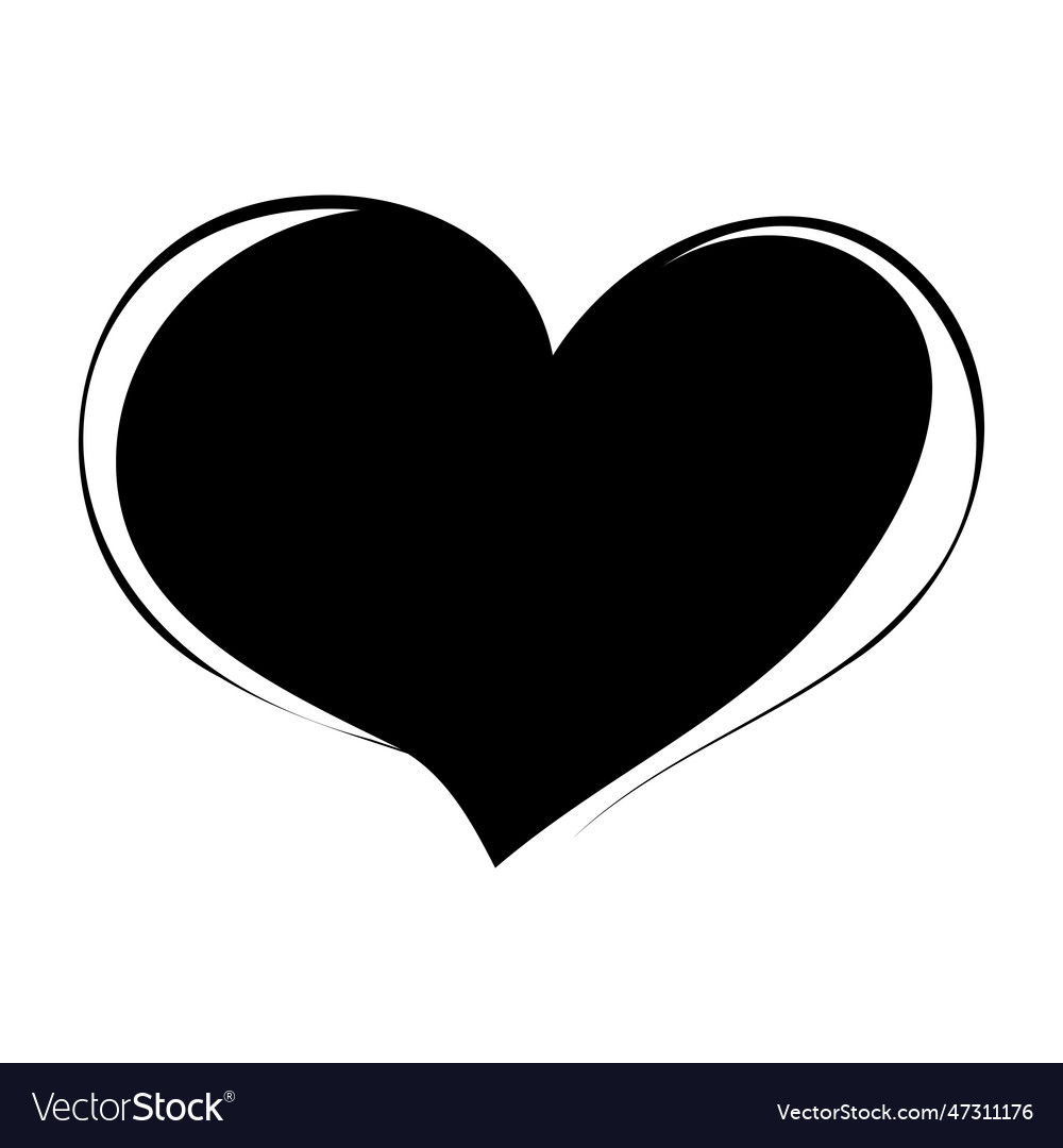 Black doodle heart scribble love sign icon Vector Image