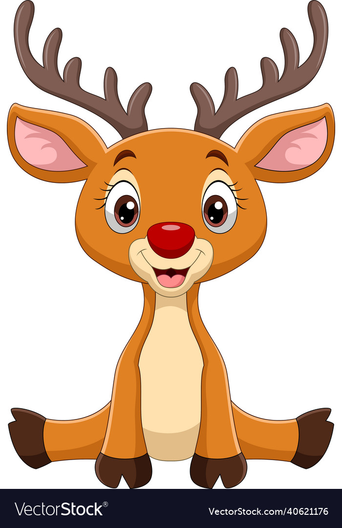 Cartoon funny little deer sitting