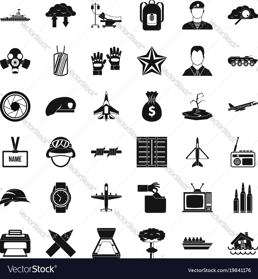 Detachment icons set simple style Royalty Free Vector Image