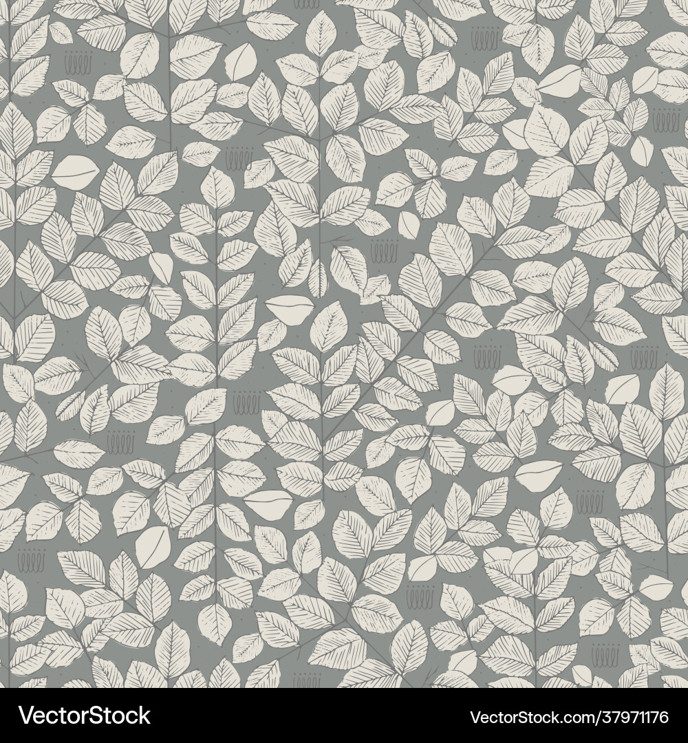 Leaf pen hand drawing seamless pattern Royalty Free Vector