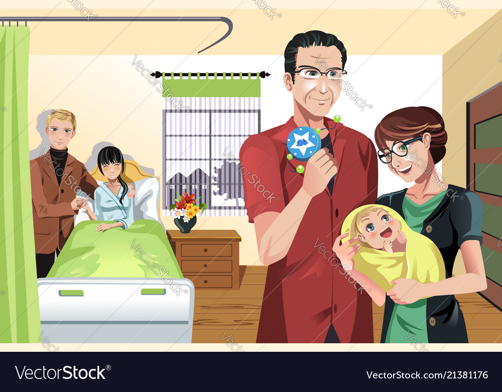 Newborn baby with family Royalty Free Vector Image