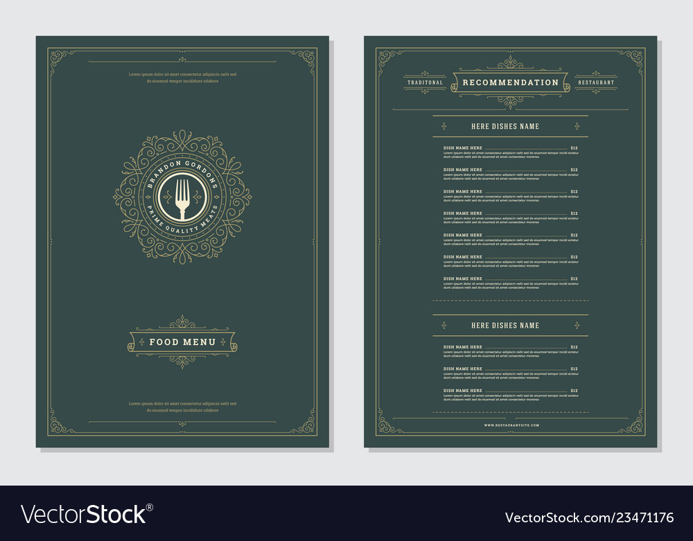 Restaurant menu design and label brochure Vector Image