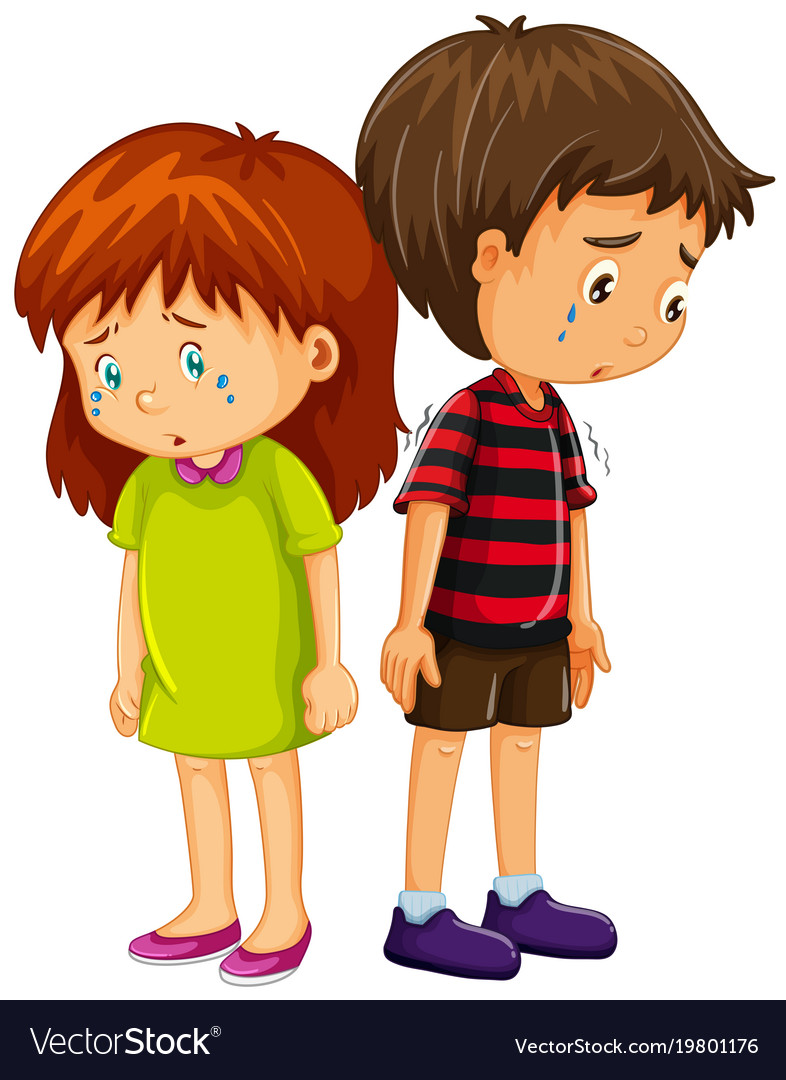 Sad Boy And Girl Crying Royalty Free Vector Image