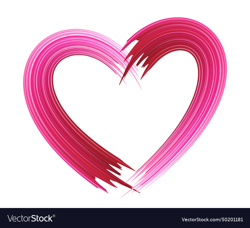 Abstract pink brushstroke heart Royalty Free Vector Image