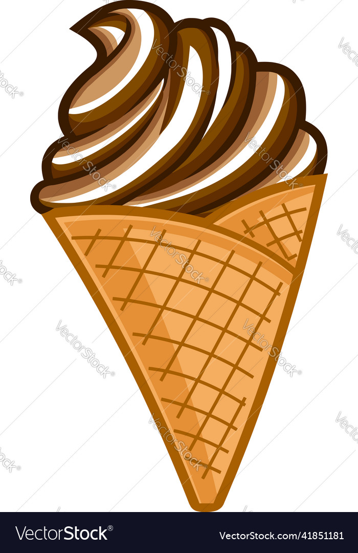 Cartoon chocolate flavor ice cream cone Royalty Free Vector