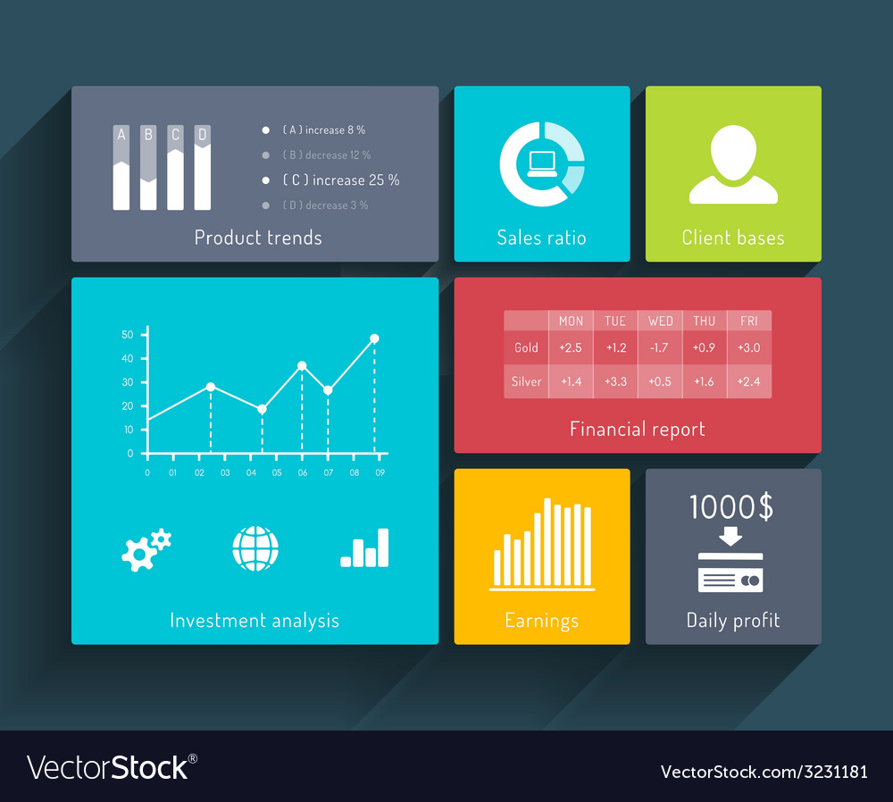 Interface template with diagrams Royalty Free Vector Image