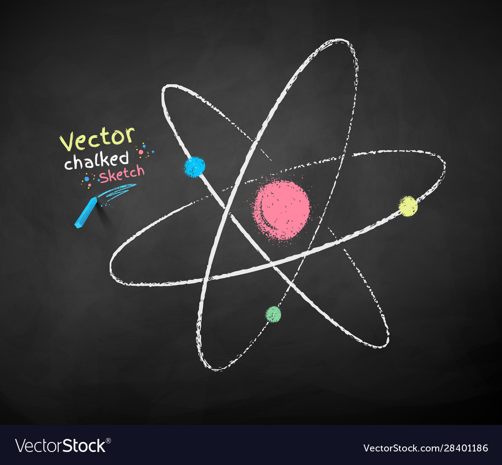 Chalk drawn atom Royalty Free Vector Image VectorStock