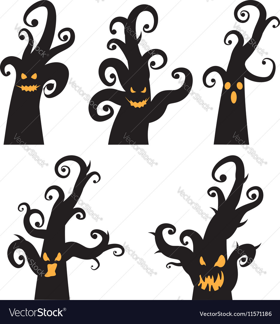 Crooked spooky trees Royalty Free Vector Image