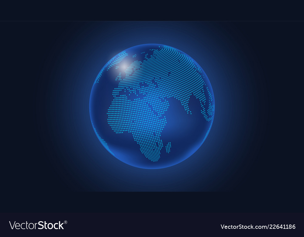 Dark blue background digital dotted globe Vector Image